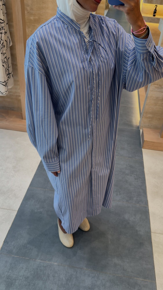 Blue Striped Shirt Dress