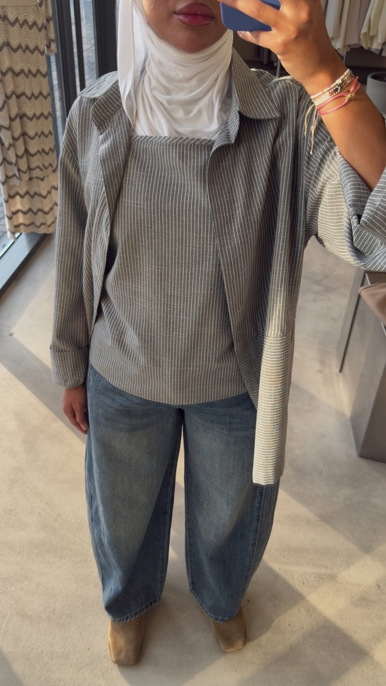 Vertical Stripe Shirt 2-in-1