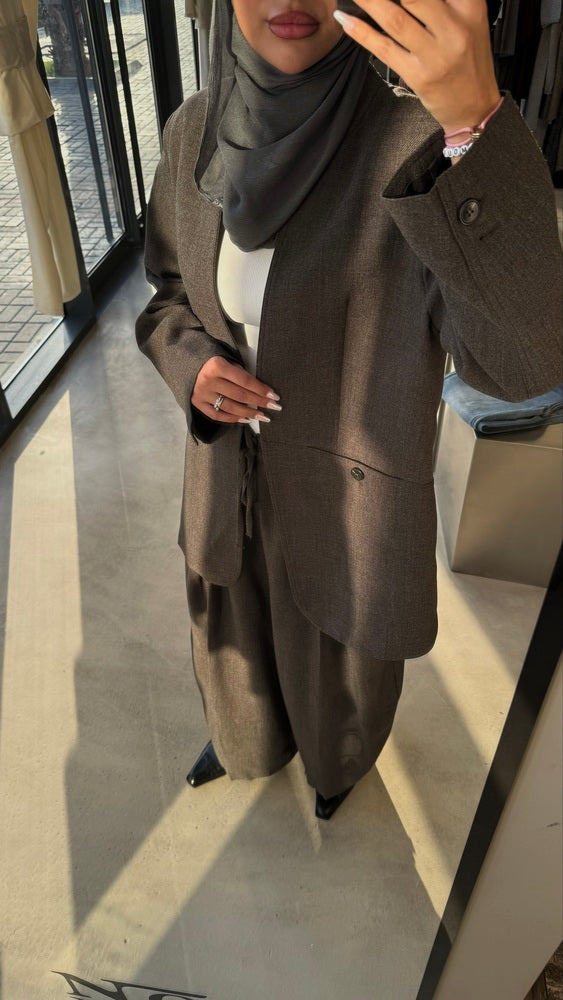 2-Button Designed Open Blazer Set