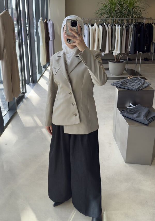 Diagonal Button Line Blazer