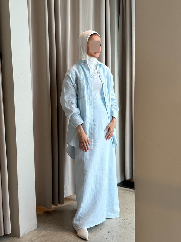 Linen Shirt and Long Skirt 2PC Set  مجموعة الكتان