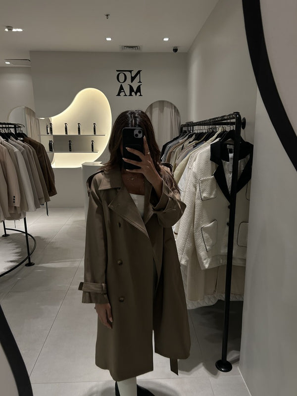 Double Breasted  Over Knee Trench Coat