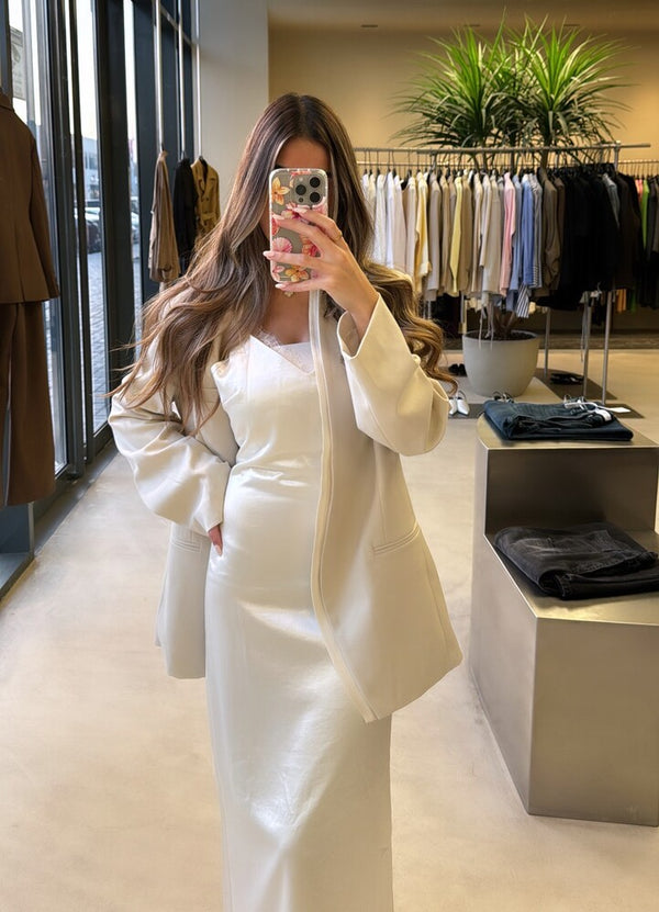 V-neck Laced Dress Blazer Set