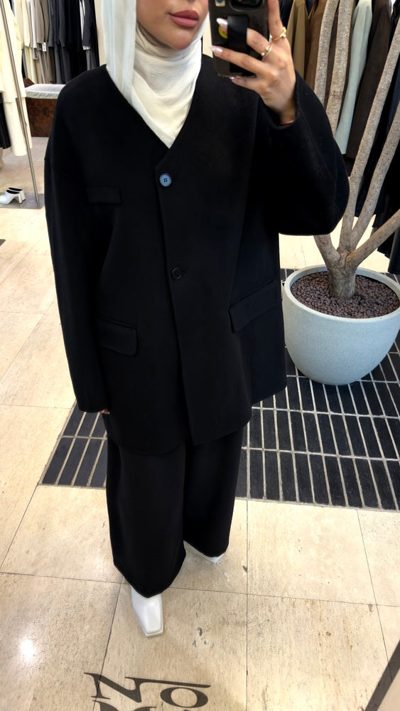 Woolen Vneck Loose Blazer