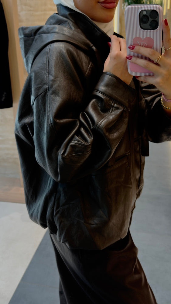 Hooded Leather Jacket