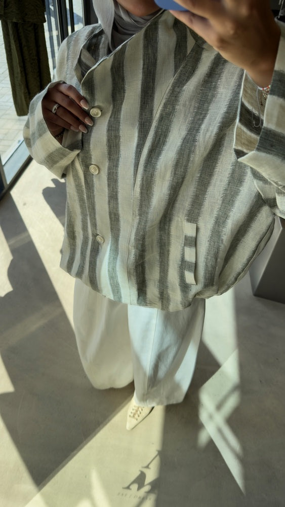 Stripe Stand Collar Shirtx