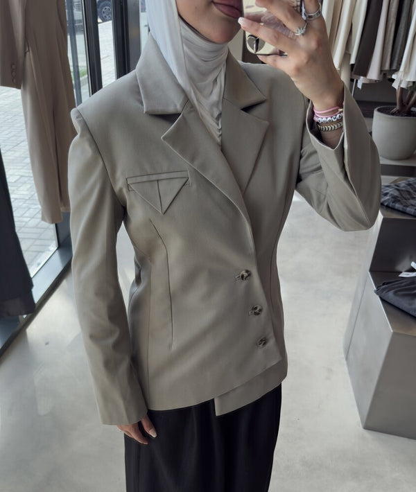 Diagonal Button Line Blazer