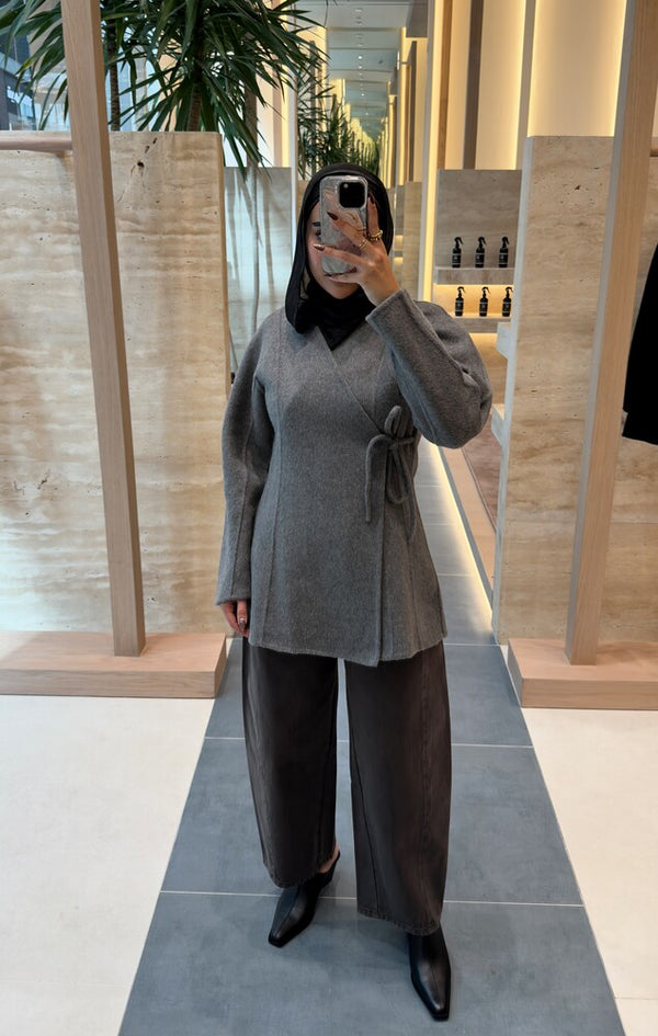 Vneck Blazer Side Tie Woolen