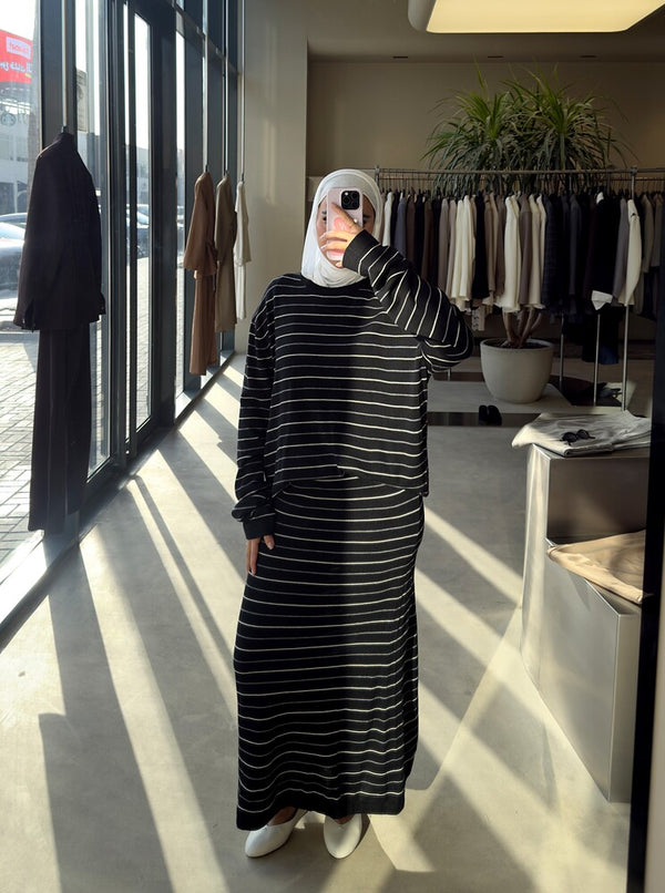 Horizontal Stripe Knit  Set