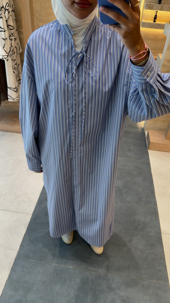 Blue Striped Shirt Dress