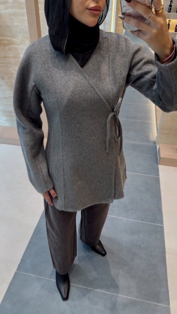 Vneck Blazer Side Tie Woolen