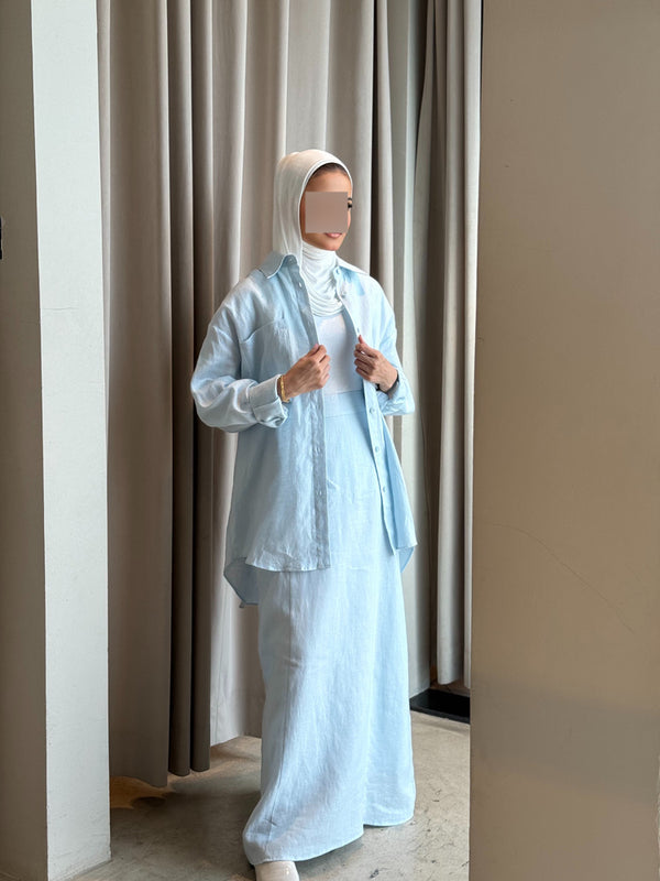 Linen Shirt and Long Skirt 2PC Set  مجموعة الكتان