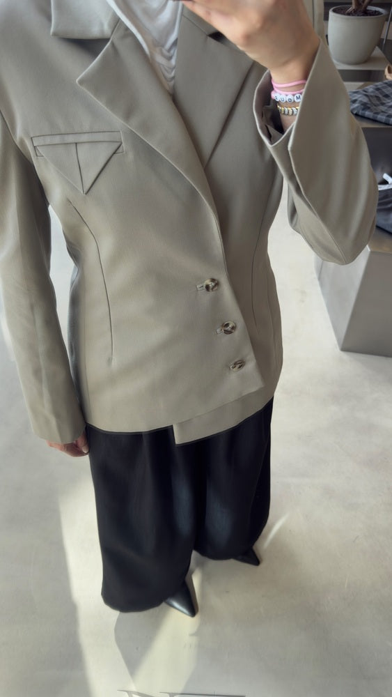 Diagonal Button Line Blazer