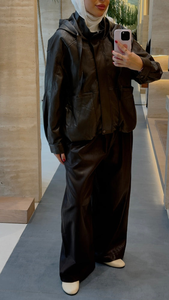 Garterized Leather Pants