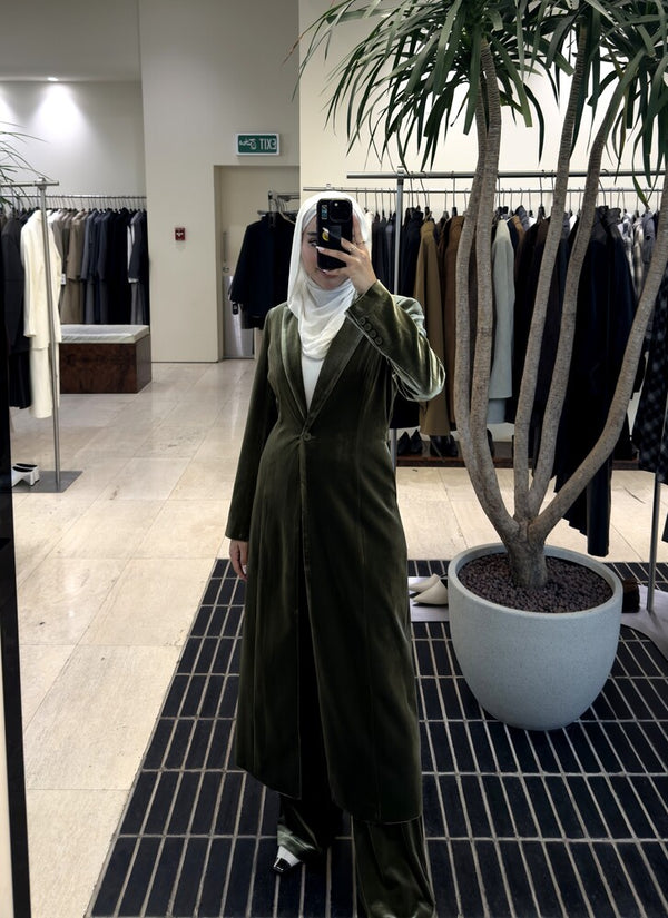 Velvet Long Blazer Set 2PC