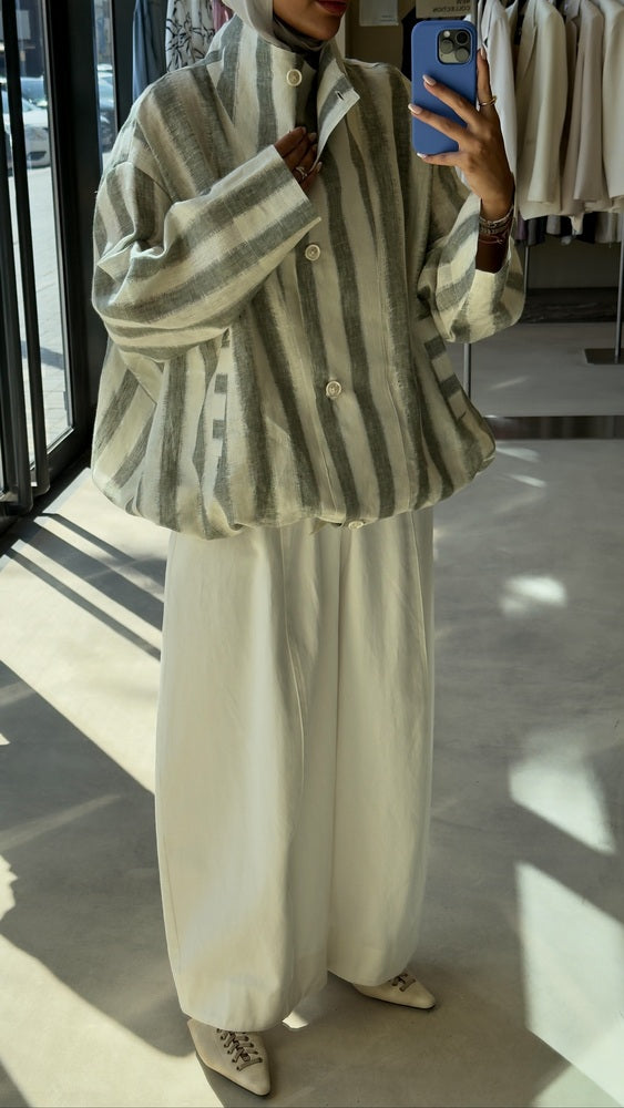Stripe Stand Collar Shirtx