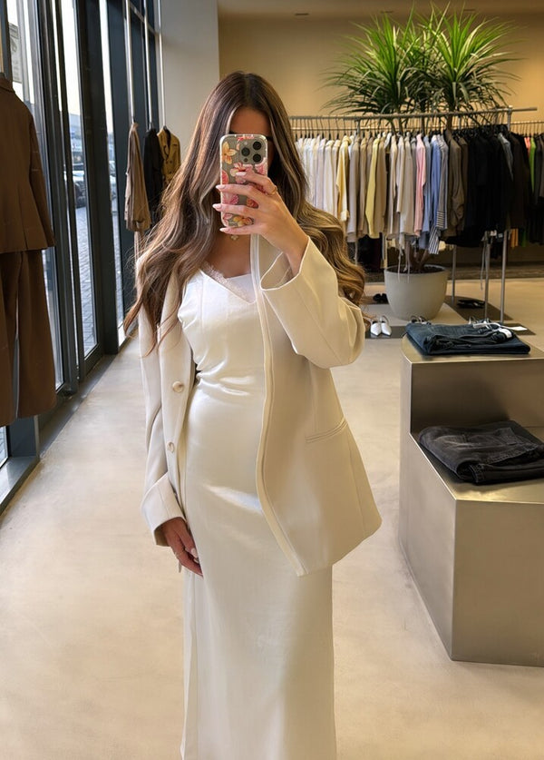 V-neck Laced Dress Blazer Set