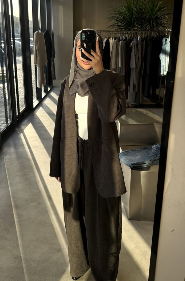 2-Button Designed Open Blazer Set