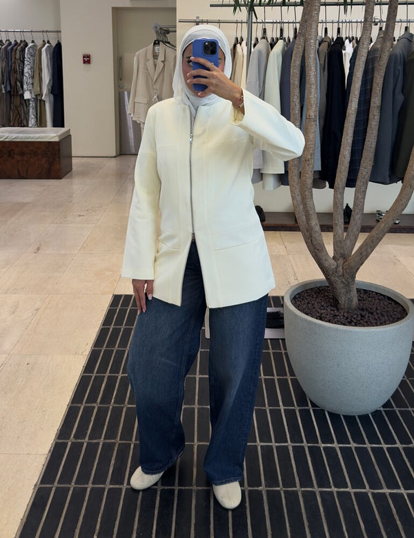 Round Neck Zippered Jacket