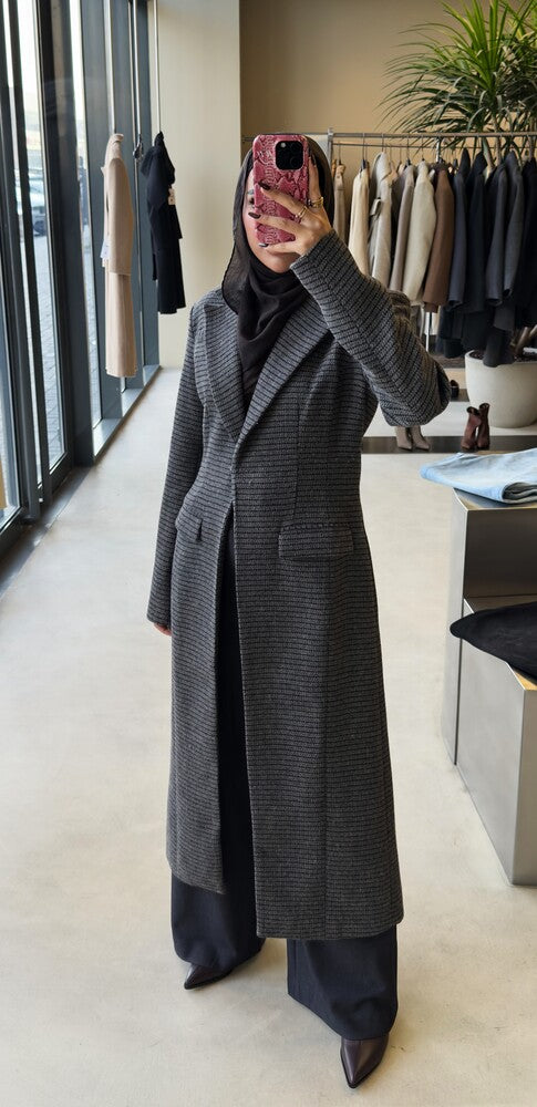 Micro-checked Coat