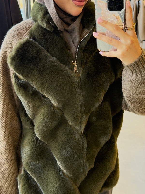 Fur Knit Long Sleeve Jacket