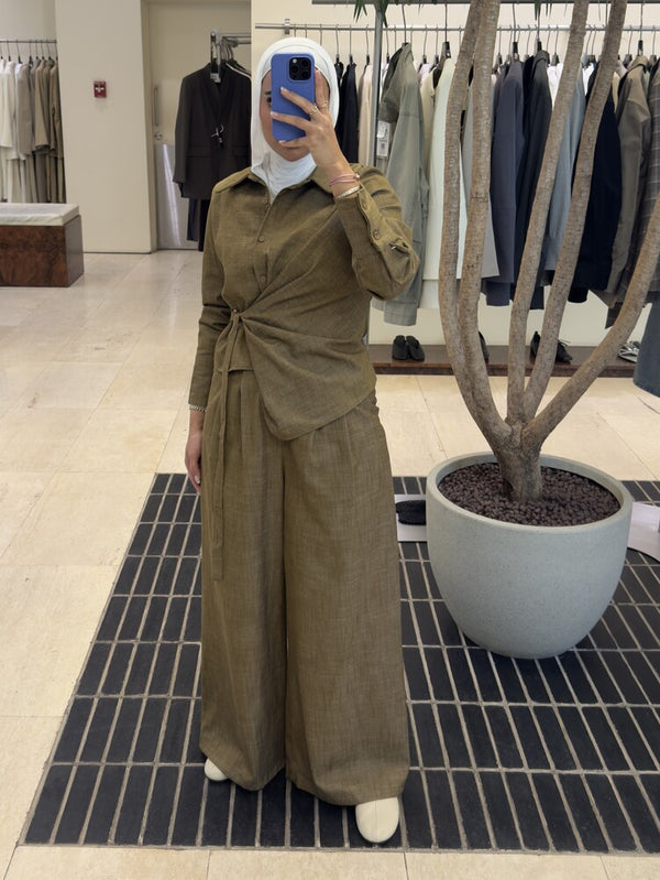 Soft denim Side Belted Set