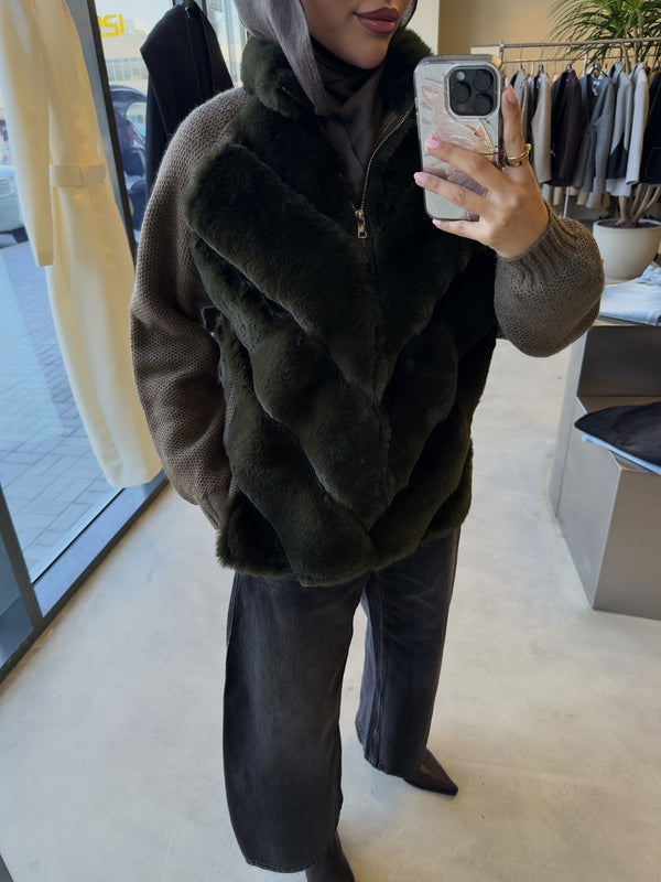 Fur Knit Long Sleeve Jacket