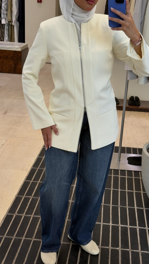 Round Neck Zippered Jacket