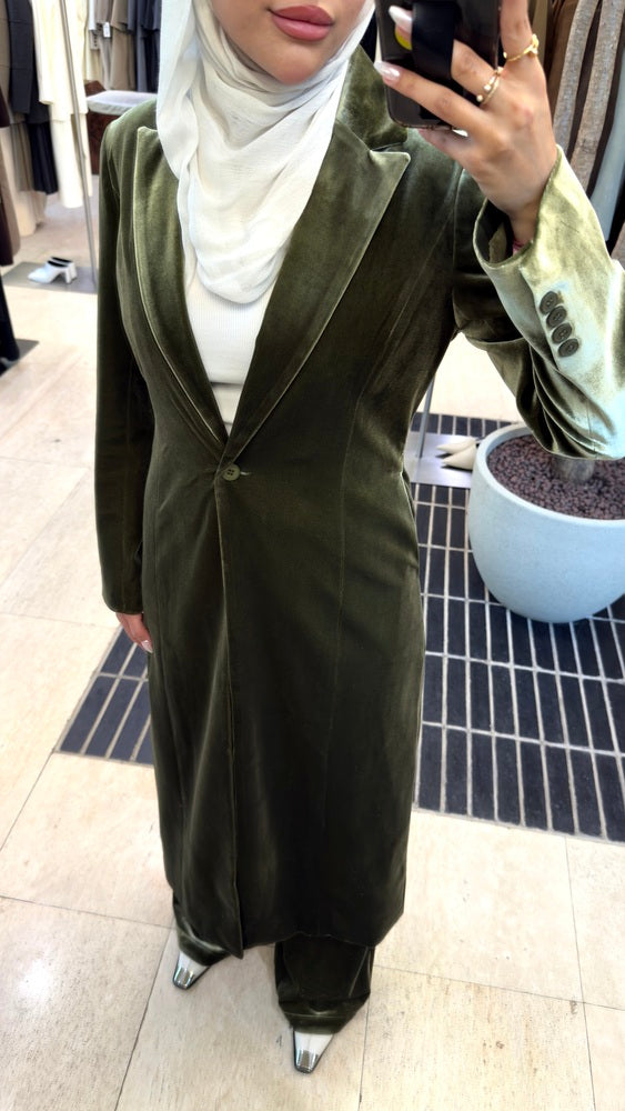 Velvet Long Blazer Set 2PC