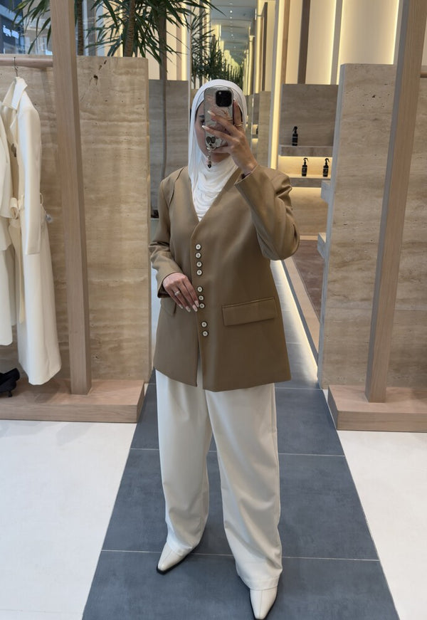 Vneck Grouped Buttons Blazer