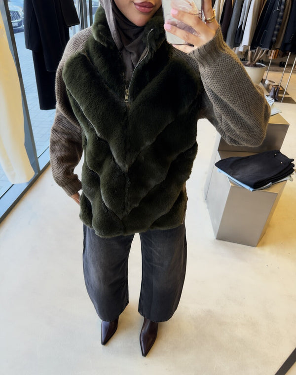 Fur Knit Long Sleeve Jacket