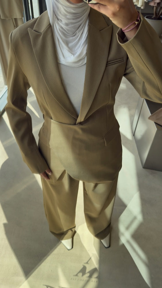 Asymmetrical Hemline Blazer Set