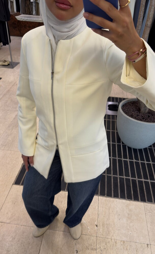 Round Neck Zippered Jacket