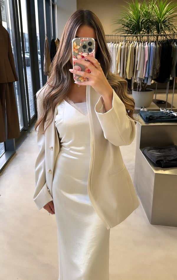 V-neck Laced Dress Blazer Set