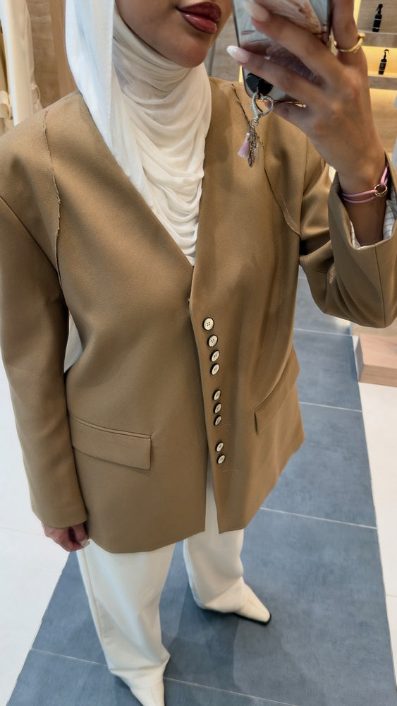 Vneck Grouped Buttons Blazer