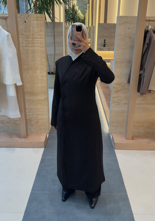 Full-length Asymmetrical Long Blazer
