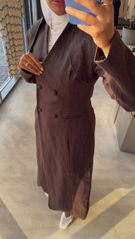 Drape Double-breasted Long Blazer