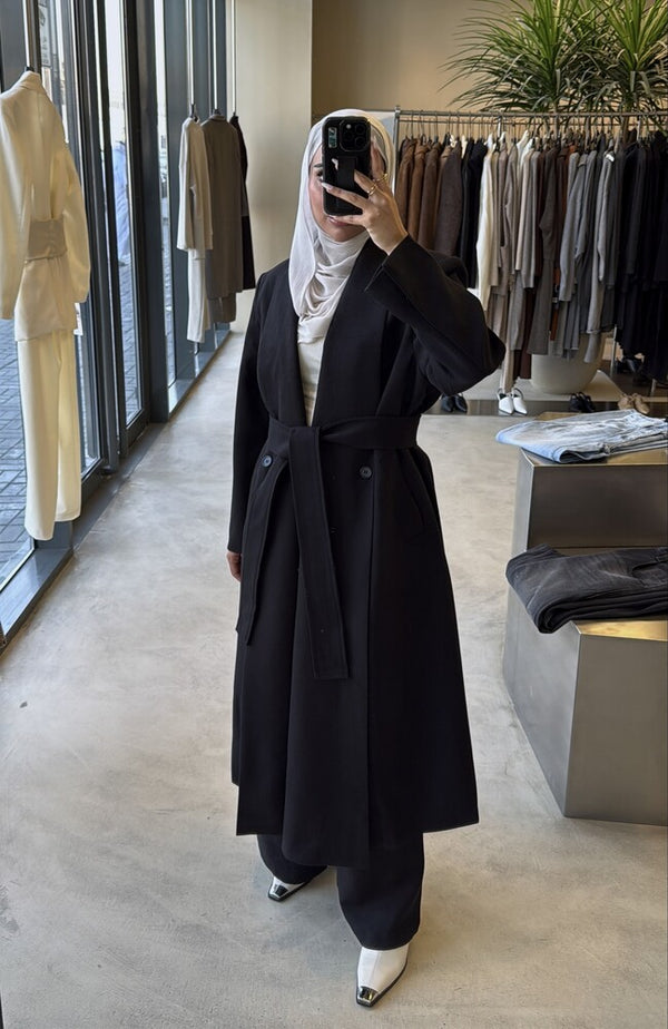 Wrap Belted Coat Pants Set