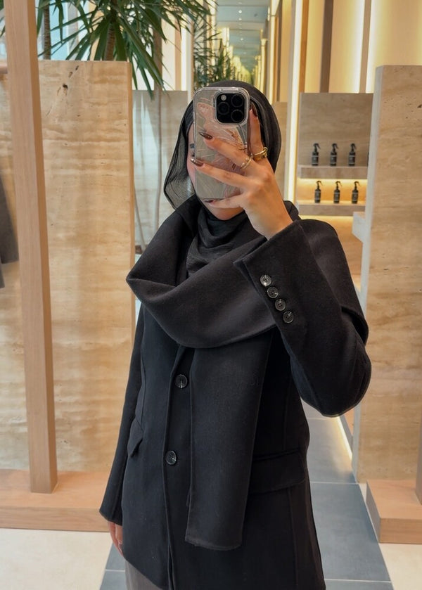 Woolen Slim Fit Jacket w/ Scarf