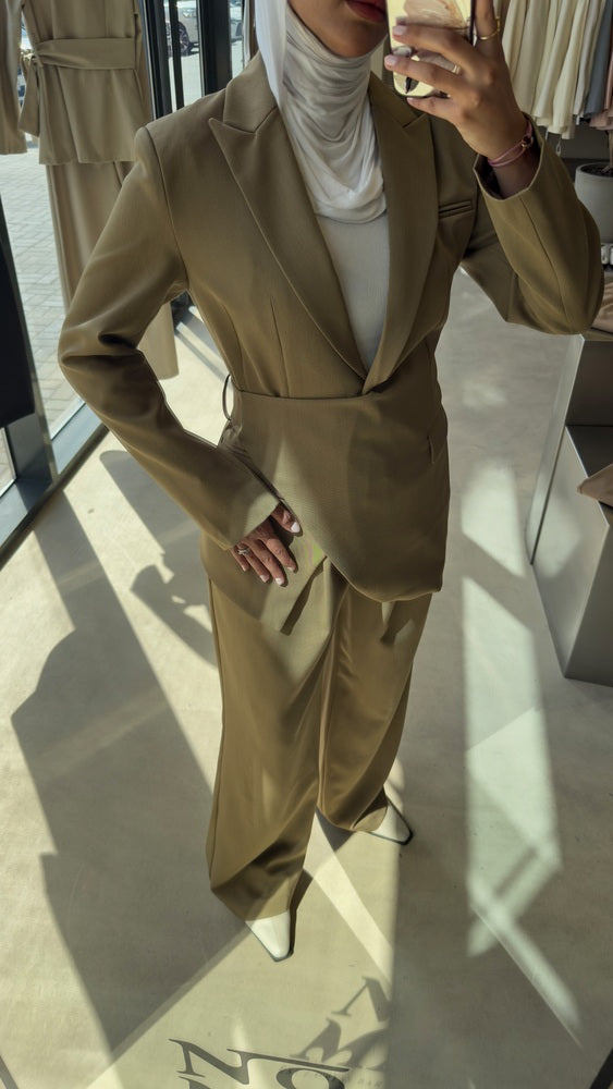 Asymmetrical Hemline Blazer Set
