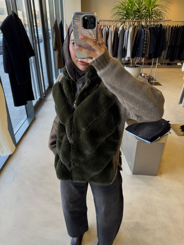 Fur Knit Long Sleeve Jacket