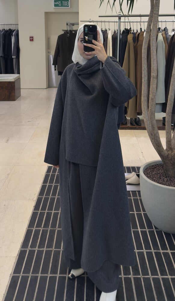 Slanted Woolen Scarf Coat
