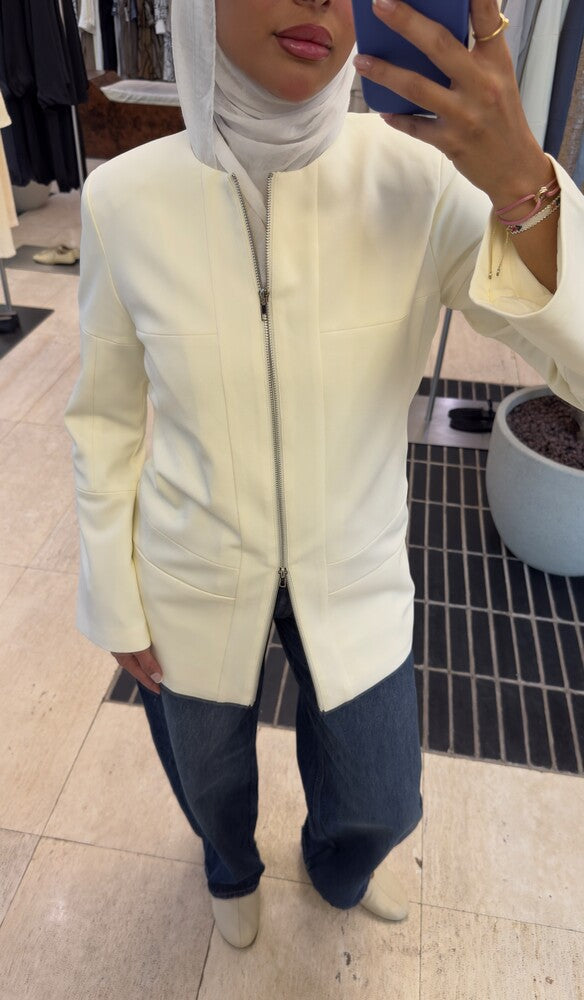 Round Neck Zippered Jacket