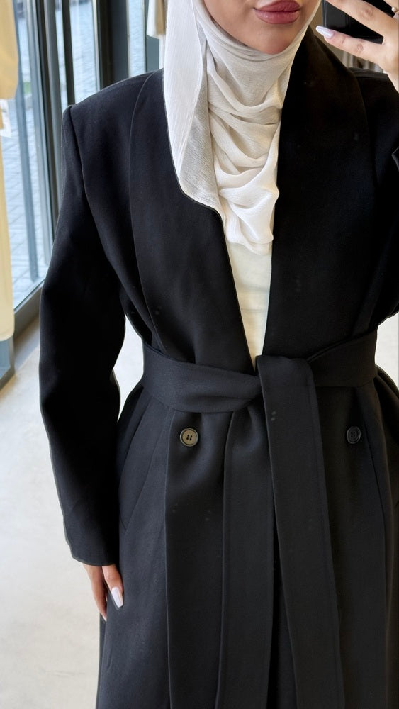 Wrap Belted Coat Pants Set