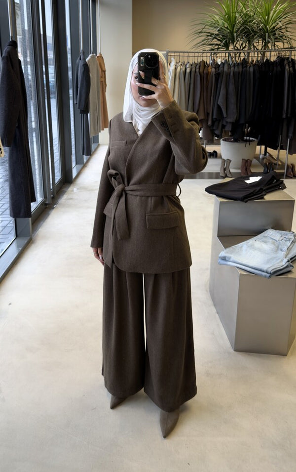Belted Woolen Suit