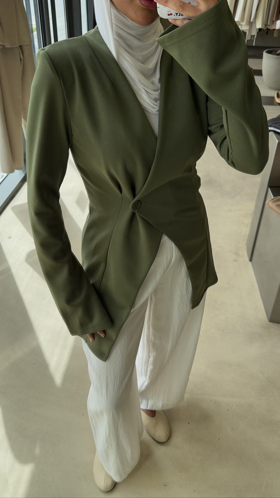 Asymmetrical One Button Blazer