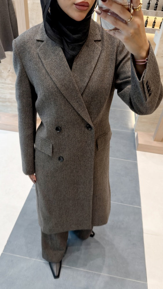 Woolen Coat Double Breasted  2PC