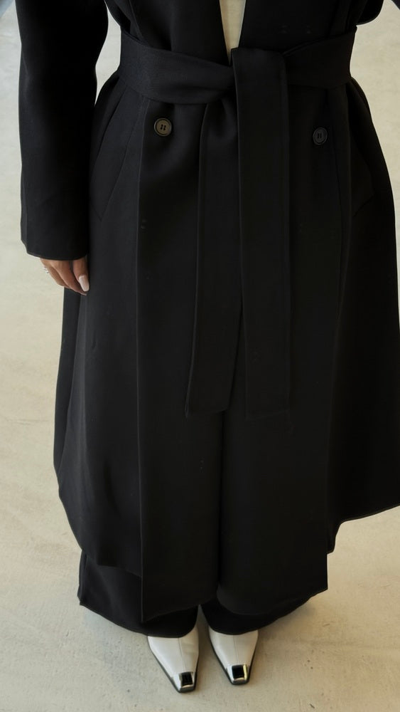 Wrap Belted Coat Pants Set