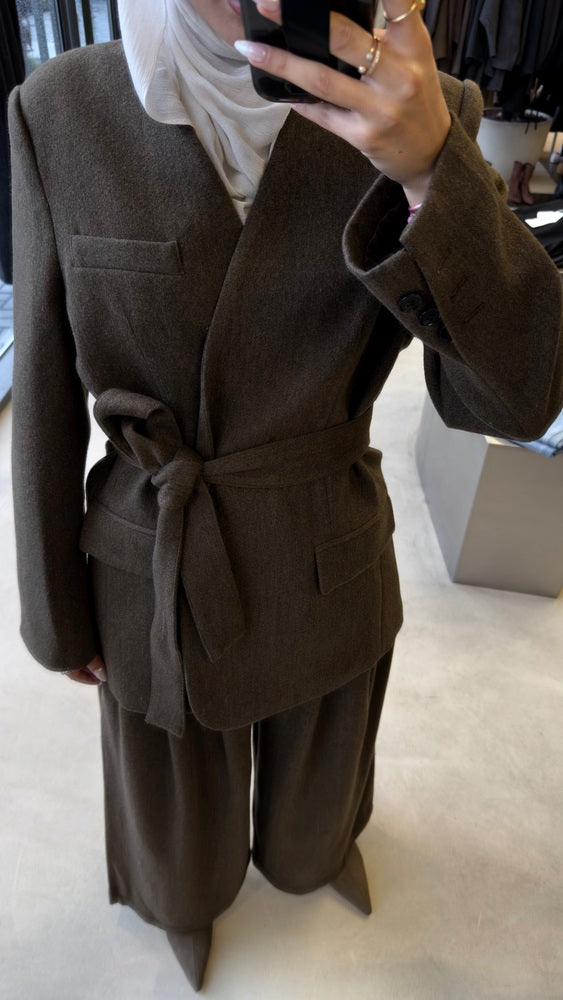 Belted Woolen Suit