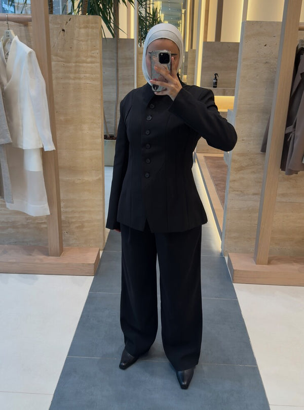 Angular Hem Button Blazer